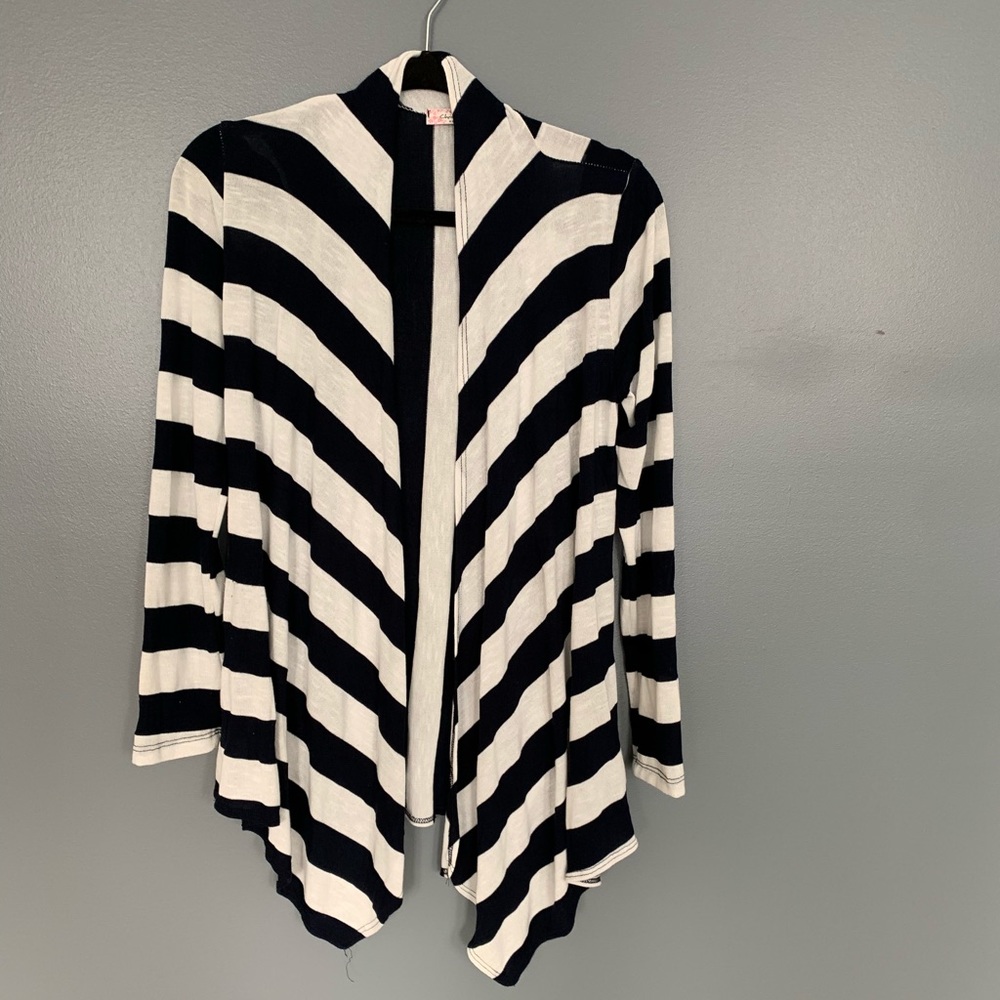 Chris And Carol Striped Cardigan Navy White Small